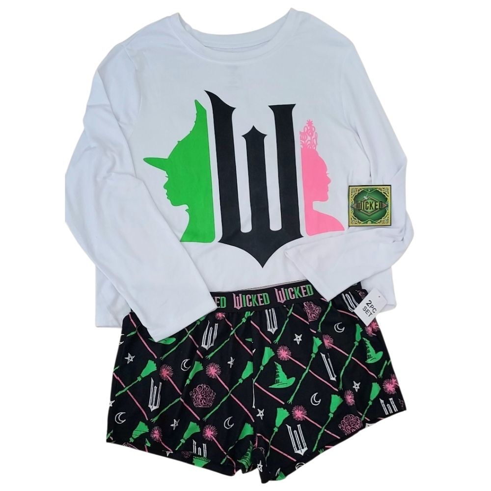 Wicked Pajama Set Large Long Sleeve With Shorts NWT